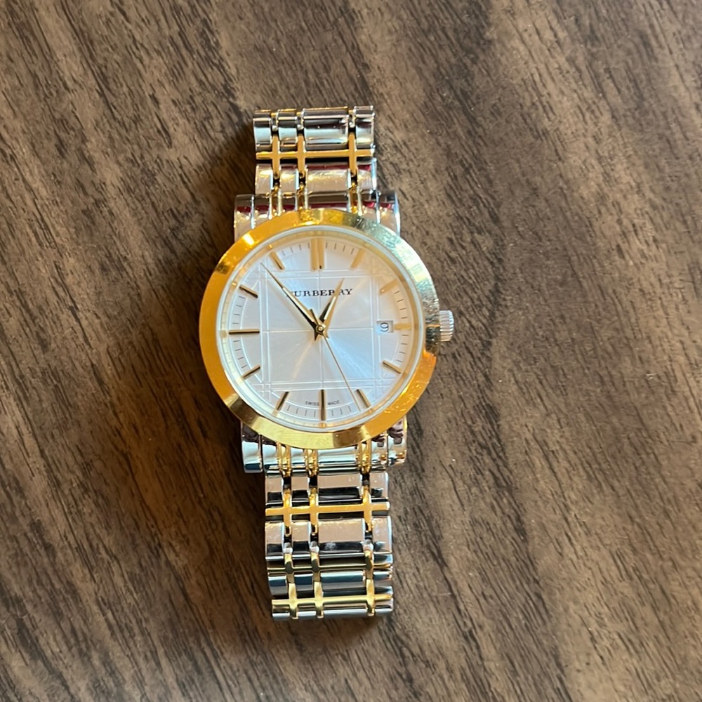 Gold & silver Burberry watch